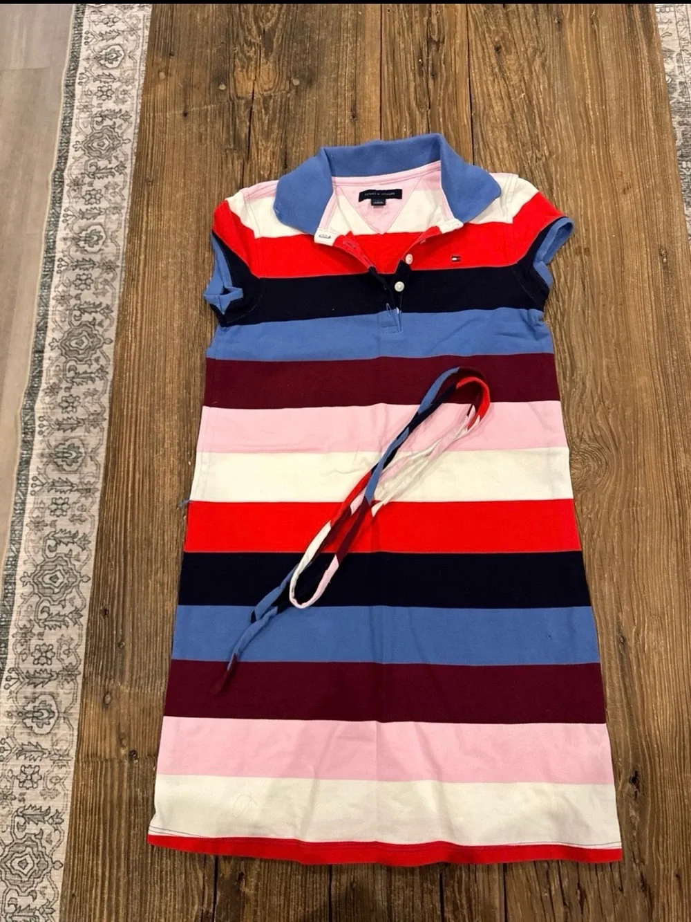 Tommy Hilfiger Striped Polo Top in Blue, Red, Pink, White
